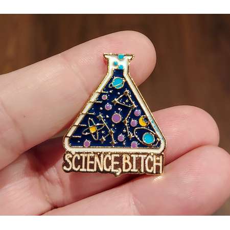 Lab Beaker Pin Brooch 'SCIENCE, B*TCH' Painted Sassy Funny Charm Backpack Badges Jacket Accessories Enamel Jewelry Lapel Pin Breaking Bad thumb