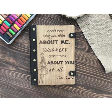 Coco Chanel quote motivation quote gift for girlfriend Notebook Wooden notebook Travel Journal Leather Sketchbook pocket notebook custom thumb