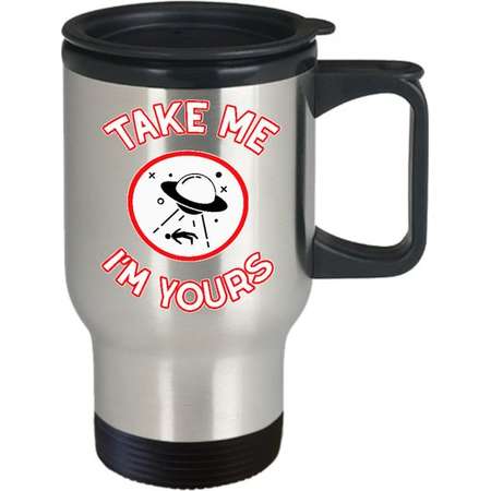 Alien Abduction Mug - Aliens UFO Valentine Roswell - Nerd Gift Sci-Fi Office - Take Me - UFO Coffee Tea Cup 14oz Stainless Steel Travel Mug thumb
