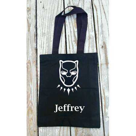 Custom Black Panther tote- Halloween Trick or Treat Bag- Super hero bag- Black Panther shoulder bag- Black Panther Costume- Avengers bag thumb
