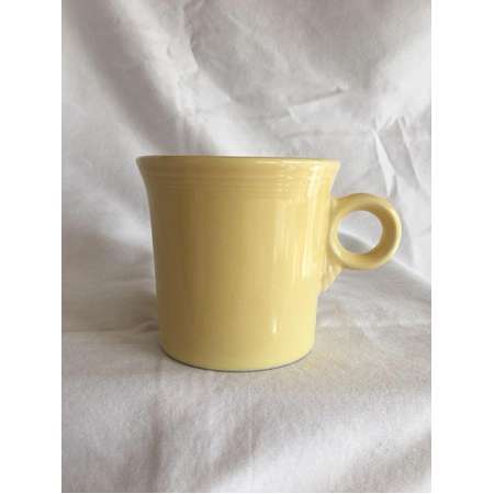 Fiesta Ring Handle/Tom and Jerry Yellow Coffee Mug Cup retired vintage thumb