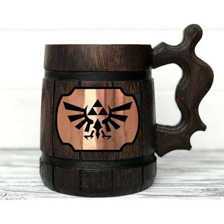Legend Of Zelda Mug. Zelda Gift. Zelda Stein. Zelda Ornament Triforce Gamer Mug Custom Beer Steins Wooden Beer Tankard. Gifts for Gamer #100 thumb