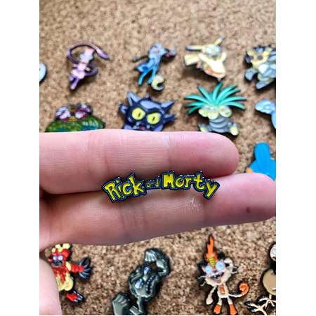 Rick & Morty x Pokemon Collab Title Name Custom Enamel Pin, Pin Set, Custom Pins, Limited Edition Pin thumb
