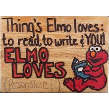 Elmo Sesame Street Wood Burn Art Children Kids present Red Orange Blue White Book Personalized Gift Watercolor Paint Color Pencils Rectangle thumb
