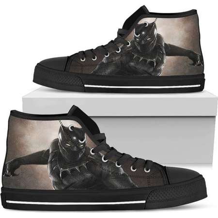 Black Panther High Top Sneakers, Custom Wakanda Shoes, Black Panther Marvel Sneakers, High Top Walking Shoes, T'challa Running Sneakers thumb