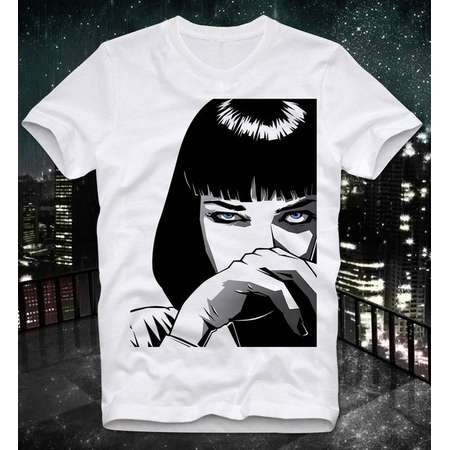 Mia Wallace Cocaine Blow Pulp Fiction Tarantino Cult Movie Retro Vintage T Shirt Tee thumb