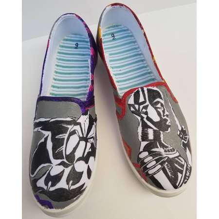 Black Panther and Okoye Handmade Wakanda Forever Shoes thumb