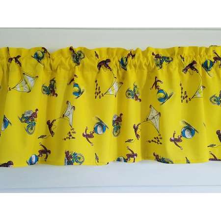 Back to School Curious George School room Student Yellow 42" Valance Curtain thumb