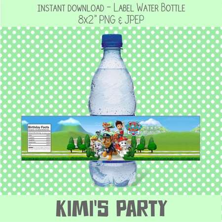 Paw Patrol Water Bottle Labels, Paw Patrol Birthday Party Labels, Paw Patrol Printable Party Supplies thumb