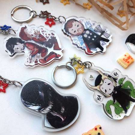 Marvel - Venom Loki Spider-Man Iron Man Thor | Acrylic Keychain Charm thumb