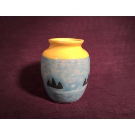 Zelda Pot BOTW - Clay Jar - Hateno Mountain Village - Breath of the Wild - Blue & Yellow - Pencil Holder - Legend of Zelda - Ceramic Pottery thumb