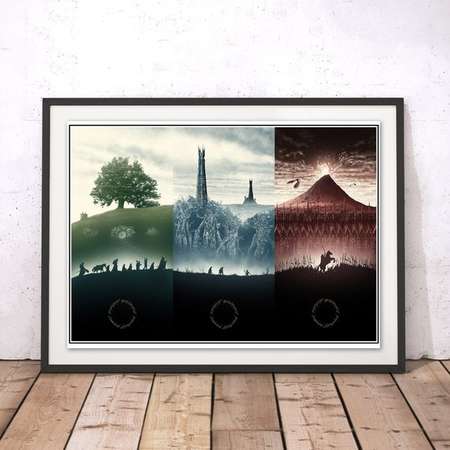 Lord Of The Rings Trilogy Landscape Landshaft Mordor Gandalf Movie Film Minimal Minimalist ALternative Graphic Abstract Poster Print thumb