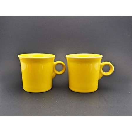 Vintage Set of 2 (two) Fiestaware Sunflower Yellow Tom and Jerry Coffee Mugs Homer Laughlin Fiesta thumb