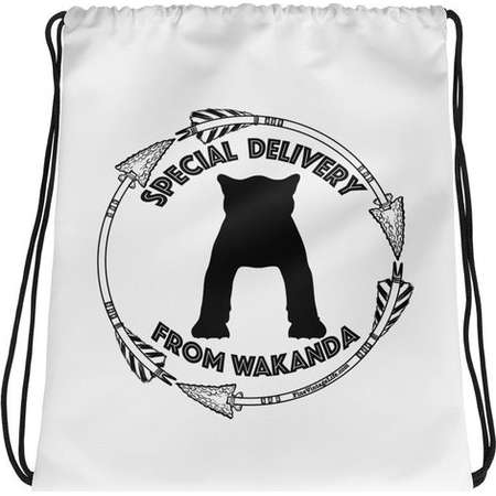 Black Panther Special Delivery from Wakanda Custom Design Drawstring Party Bag Baby Shower thumb