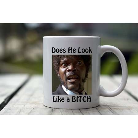 Does he look like a bitch, Pulp Fiction, Pulp Fiction Coffee Mug, Pulp Fiction Gift, Pulp Fiction Gift Idea, Pulp Fiction Gift Mug, Mug thumb
