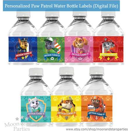 Personalized Paw Patrol Water Bottle Labels, Paw Patrol Labels Paw Patrol Party Labels Paw Patrol Stickers, Paw Patrol Birthday DIGITAL FILE thumb