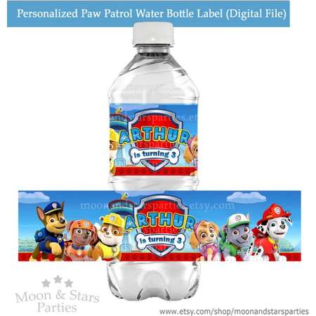 Personalized Paw Patrol Water Bottle Labels, Paw Patrol Labels Paw Patrol Party Labels Paw Patrol Stickers, Paw Patrol Birthday DIGITAL FILE thumb