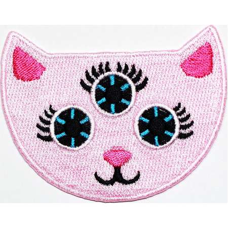 Alien Cat Patch Three eyes Kitty Monster Animal Pet Fashion Emblem Applique DIY Clothes Jeans Jacket Cap backpack Embroidered Iron on Patch thumb