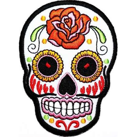 Sugar Skull patch Coco Day of the Dead Mexican Día de Muertos Emblem Applique DIY Clothes Jeans Jacket backpack Embroidered Iron on Patch thumb
