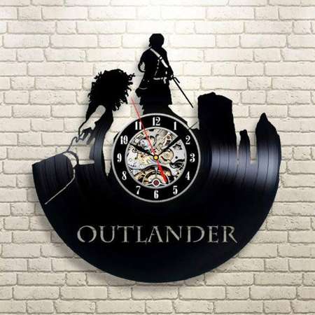 Outlander Serial Vinyl Record Wall Clock Movie Gift For Fan Wall Clock Modern Outlander Art Room Decor Wall Clock Large Handmade Gift thumb