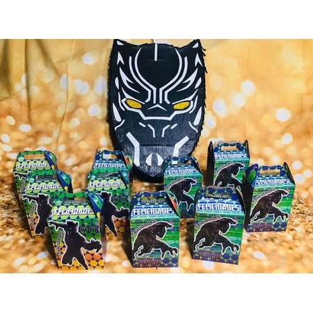 Black panther Party Favor Box Loot Bags Kids Birthday Party Supplies Treat Bags thumb
