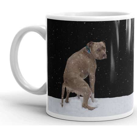 Dog Pooping in the Snow Mug - Hercules -  Dog Dad Gift, Dog Mom Gift,  Pitbull Dad Mug, Pitbull Mom Mug, Yankee Swap, Secret Santa thumb