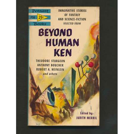 Pulp Fiction Sci-Fi Paperback book 1954- BEYOND HUMAN KEN- Theodore Sturgeon-Robtert A. Heinlein-short stories thumb