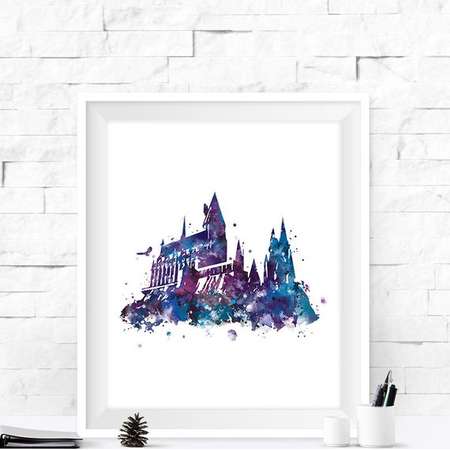 Hogwarts Castle Print Harry Potter Print Hogwarts Print Watercolor Artwork Painting Harry Potter Gift Printable Home Decor Instant Download thumb