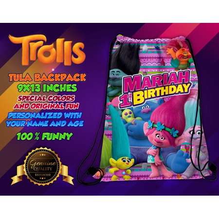 Trolls Bag Favor Trolls Drawsting Bag Trolls Party Trolls Birthday Trolls Custom bag Trolls Backpack Trolls Merch thumb