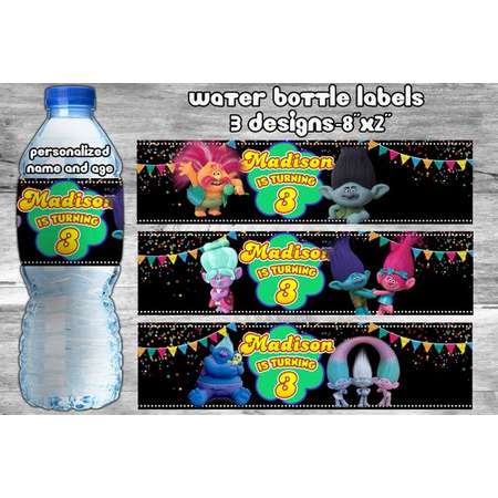 Trolls Water Bottle Labels || Trolls Bottle Labels || Trolls Stickers || Bottle Labels || Bottle Stickers || Personalized thumb