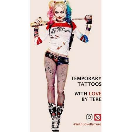 Harley Quinn Temporary Tattoos Suicide Squad Costume Halloween or Cosplay thumb