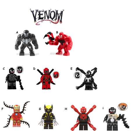 Large Venom minifigures movie version Large Carnage Venom Ironman Venon wolverine Deadpool and more limited thumb