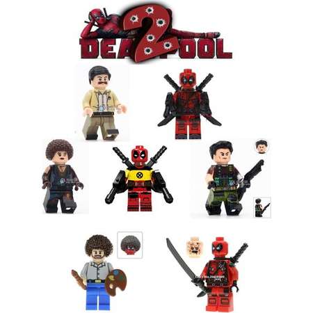 Deadpool 2 minifigures Cable Domino Todd Large 7 pc set xmen training deadpool Bob ross pizza face movie version set superheroes comic book thumb