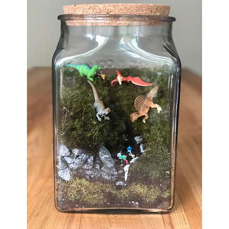Large moss terrarium - Dinosaurs - story - fun - miniature - live moss - Jurassic park thumb