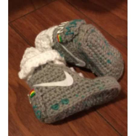 Nike air mags, crochet nike booties, back to the furture, bttf shoes, crochet nikes, knit nikes, baby shower gift, BTTF gift thumb