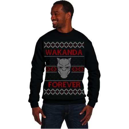 Black Panther Wakanda Forever Ugly Christmas Sweatshirt Men's thumb