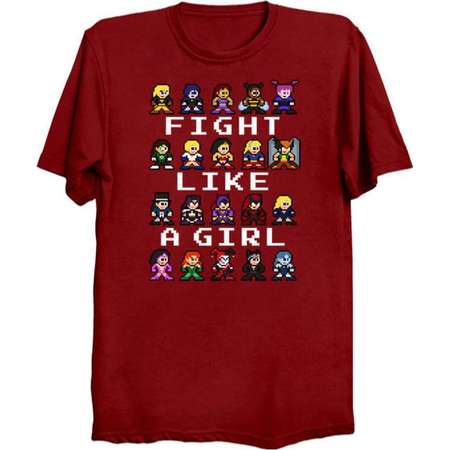 Fight Like A DC Girl T-Shirt 80s Retro Style Shirt Teen Titans Justice League Wonder Woman Batgirl Superhero Girls Harley Quinn Supergirl thumb