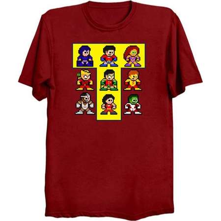 8-Bit Classic TEEN TITANS T-Shirt Retro Style Shirt DC Comics Robin Cyborg Starfire Raven Beast Boy Kid Flash thumb