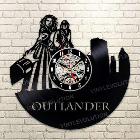 Outlander Wall Clock Christmas Gift Video Game Clock Outlander Vintage Vinyl Record Retro Wall Clock Large Birthday Gift Outlander Clock thumb