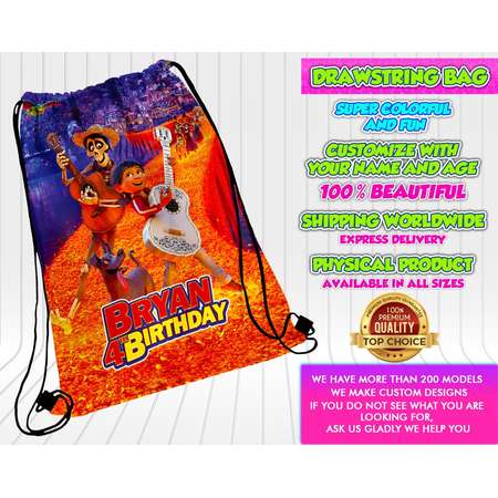 Coco Drawstring Bag, Coco Tote Bag, Coco Backpack, Coco Custom Bag, Coco goodies bag, Coco, Coco Party, Coco Birthaday, Coco Invitation thumb