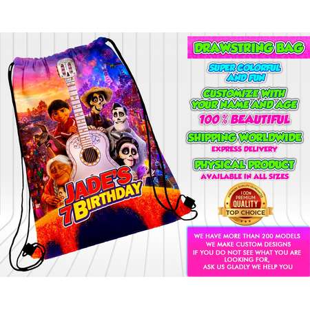 Coco Drawstring Bag, Coco Tote Bag, Coco Backpack, Coco Custom Bag, Coco goodies bag, Coco, Coco Party, Coco Birthaday, Coco Invitation thumb