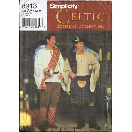 Outlander Jaime costume pattern - shirt, kilt, spats, drape, pants, hat in Men's sizes Simplicity 8913 UNCUT & FF (1999) K1428 thumb