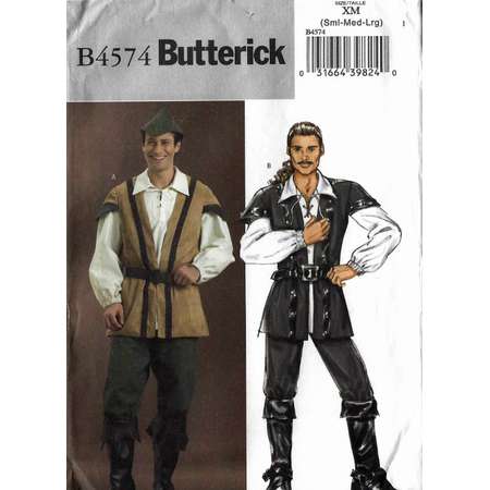 Robin Hood, Huntsman and Pirate costumes pattern in Men's sizes Butterick B4574|4574 UNCUT & FF (2005) K0856 thumb