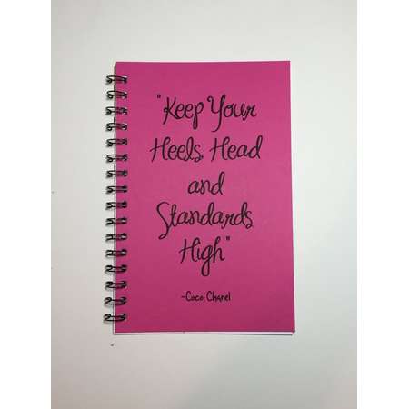 Journal, Keep Your Head Heels and Standards High, Coco Chanel, Inspirational, Motivational Quote, Notebook, Diary, Quote, Custom Gift thumb