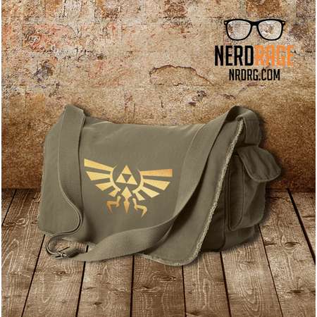 Zelda Canvas Messenger Bag, The Legend of Zelda Cotton Canvas Bag, Gold Emblem Shoulder Bag, Gift for Him, Gift for Her, Crossbody Bag thumb