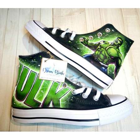 the Hulk custom hand painted Converse shoes,the Hulk converse , Marvel converse , super hero shoes, the incredible Hulk, comic inspired art thumb