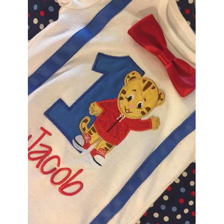 Personalized Daniel Tiger Happy Birthday age embroidered name birthday shirt boy / girl / bsby applique birthday shirt sizes 6 month - 7/8 thumb