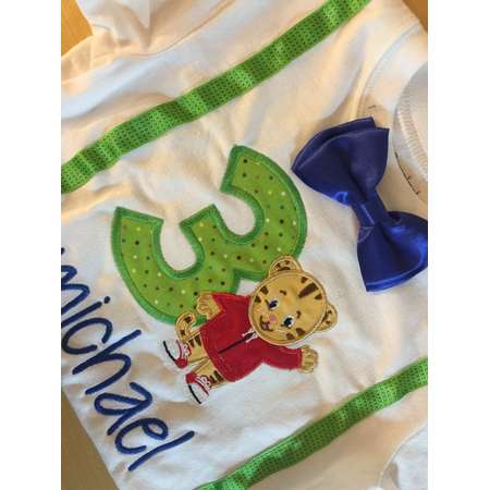 Personalized Daniel Tiger Happy Birthday age embroidered name birthday shirt boy / girl / bsby applique birthday shirt sizes 6 month - 7/8 thumb
