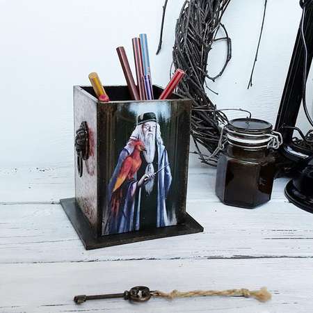 Dumbledor& Severus Snape pen pot, Harry Potter decor, wooden pen holder, Hogwarts gift, back to school thumb
