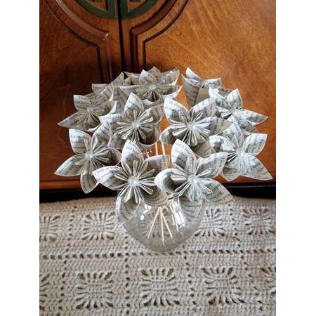 1 Dozen Outlander Book Page Kusudama Flowers -12 Paper Roses - Wedding - Birthday - Book Page Flowers - Book Decor - Book Art thumb